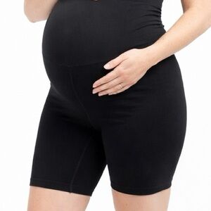 Isabel MaternityOver Belly High-Rise Seamless Ribbed Maternity Bike Shorts Large
